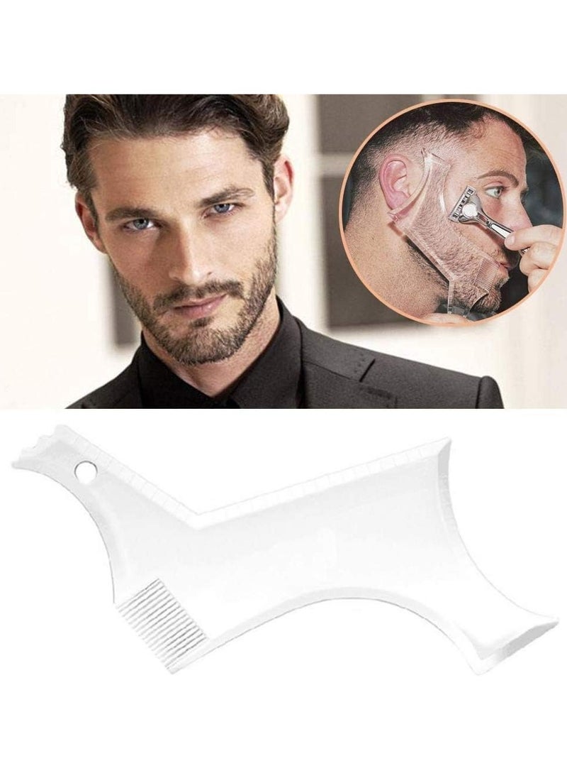 Beard Guide Tool Shaper or Clear Template for Cutting and Shaving, Modelling the Template with 4 Grooming Control Lines and a Moustache Comb