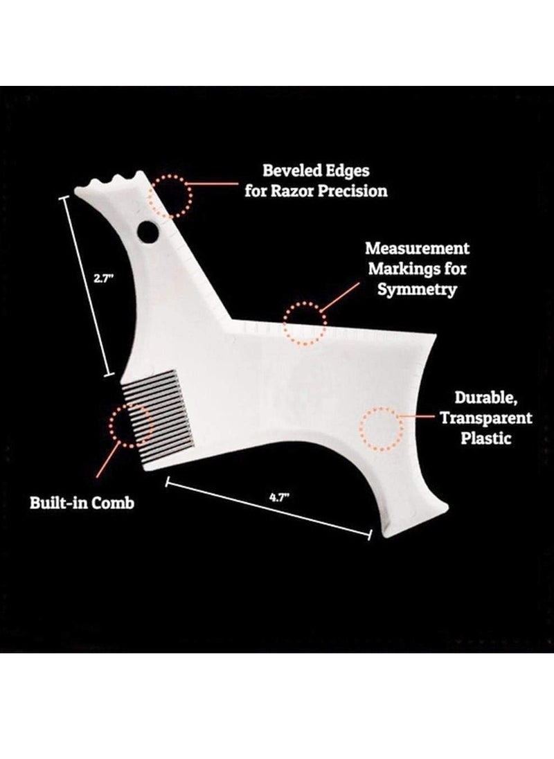 Beard Guide Tool Shaper or Clear Template for Cutting and Shaving, Modelling the Template with 4 Grooming Control Lines and a Moustache Comb