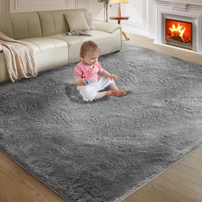 Ultra Soft Rug for Living Room 6X9 Fluffy Shag Area Rug for Bedroom Modern Shaggy Carpets Fuzzy Rug for Teens Dorm Nursery Home Decor Aesthetic Upgrade AntiSkid Durable Grey