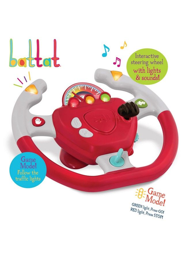 BATTAT Geared To Steer Interactive Driving Wheel Portable Pretend Play Toy Steering Wheel For Kids 2 Years + Red (Bt2525Z) - Image 4