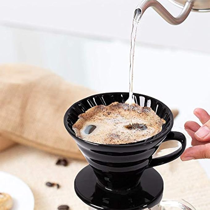 Funito Pour Over Coffee Dripper Ceramic Slow Brewing Accessories For Home Cafe Restaurants  Easy Manual Brew Maker Gift  Strong Flavor Brewer  Paper Cone Filters - Image 5