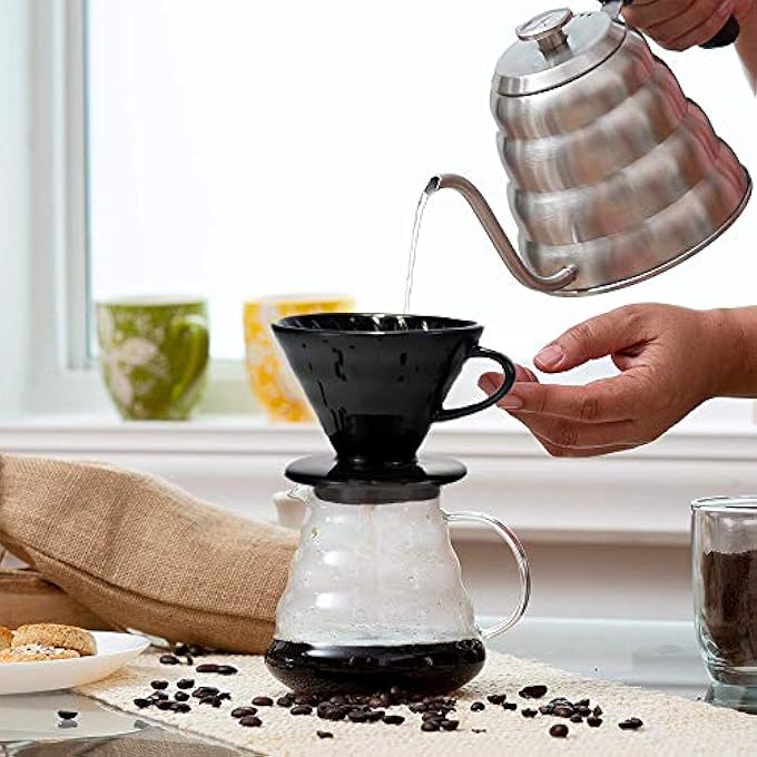 Funito Pour Over Coffee Dripper Ceramic Slow Brewing Accessories For Home Cafe Restaurants  Easy Manual Brew Maker Gift  Strong Flavor Brewer  Paper Cone Filters - Image 4