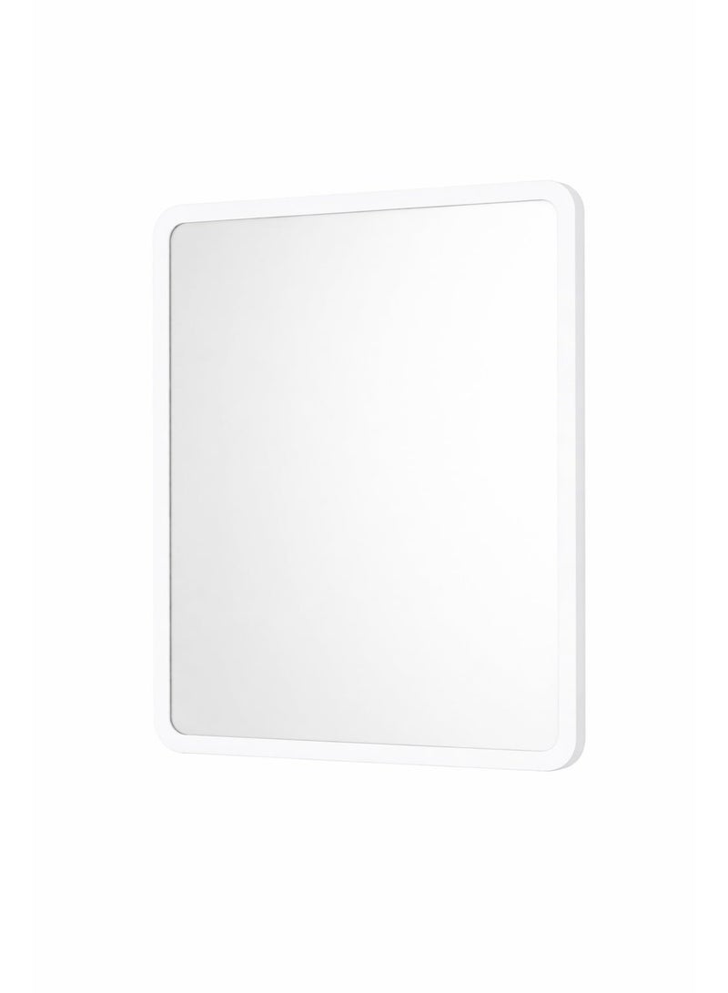 Primanova Wall Mounted Bathroom Mirror 39.5 × 52 cm Rectangular With Rounded Corners Matte Plastic Frame HD Glass Reversible Design For Vanity And Wash Basin (White) - Image 1