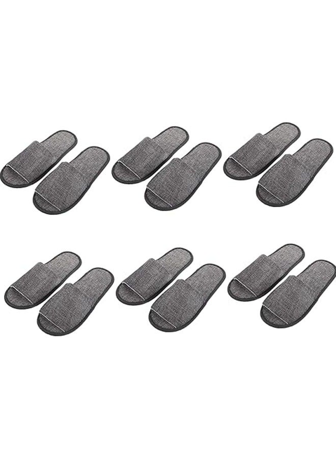 6 أزواج المتاح النعال شبشب منزل السفر النعال شبشب رجالي للرجال الصيف الشرائح إمرأة شبشب سبا المتاح دش النعال القماش رمادي المتاح شبشب منزل 28 * 11 - Image 1