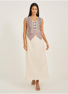 Maxim Creation Embroidered V-Neck A-Line Kaftan by Styli  - Image 5