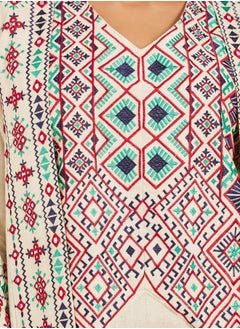 Maxim Creation Embroidered V-Neck A-Line Kaftan by Styli  - Image 3