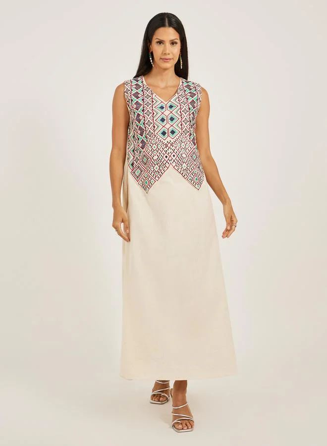 Take Two Embroidered V-Neck A-Line Kaftan