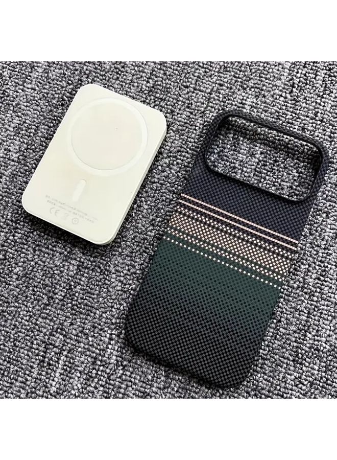 Magnetic Carbon Fiber Phone Case For iPhone 14 Pro Max Light Brown Matte Half Cover Wireless Charging Compatible - Image 5