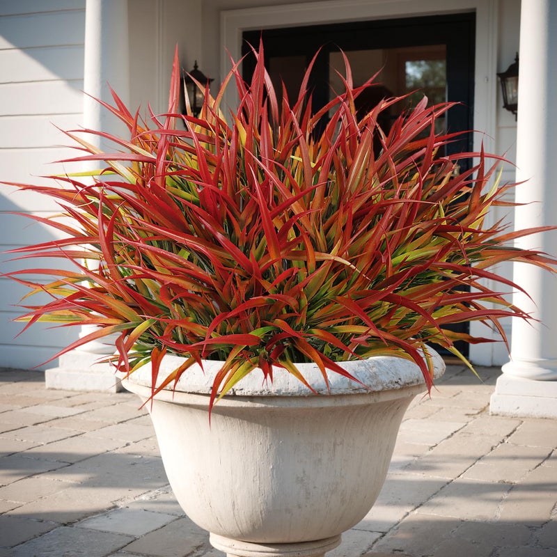 Besteek 16 Pcs Artificial Plants Outdoor Fake Grass Faux Greenery Stems UV Resistant Plastic Plants Shrubs for Planters Patio Garden Front Porch Pathway Spring Summer Home Decor, Red - Image 2