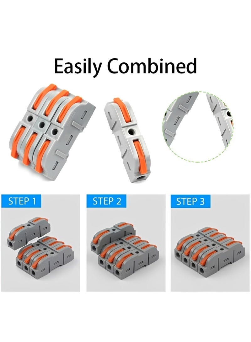 100PCS Lever Wire Connectors Quick Connect Terminal Block Kit Universal Compact Electrical Wire Connectors 28-12 AWG 3 Color Assorted with Storage Box - Image 5