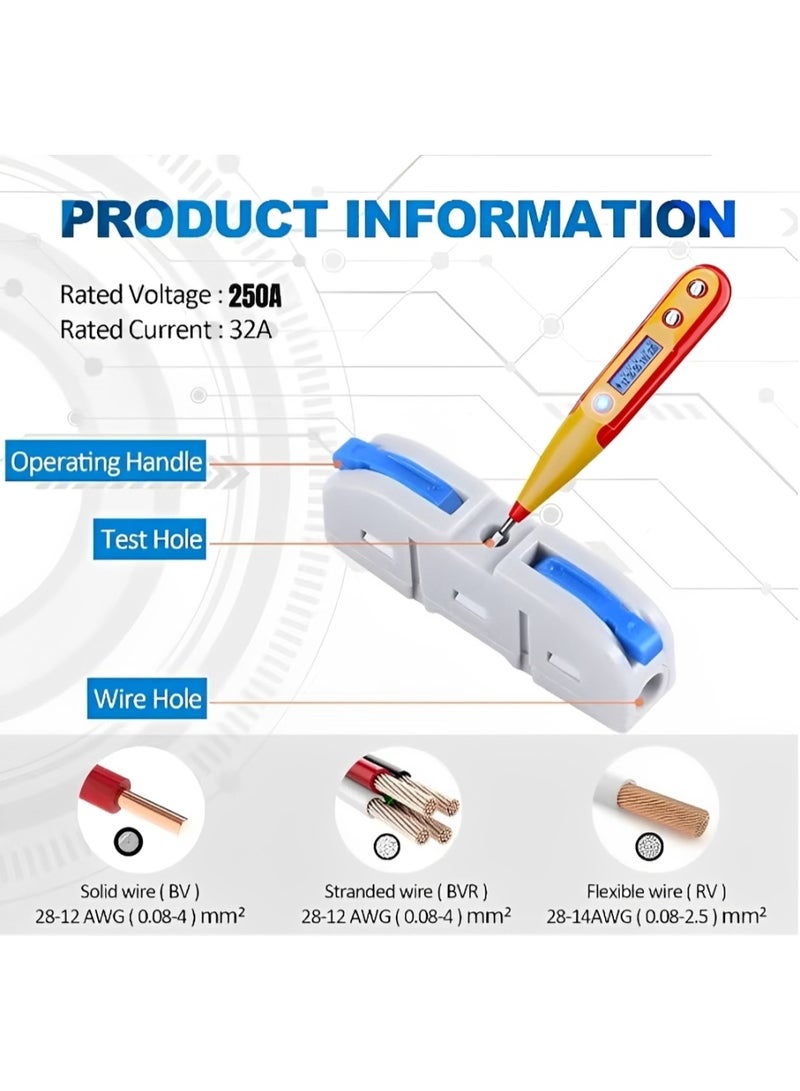 100PCS Lever Wire Connectors Quick Connect Terminal Block Kit Universal Compact Electrical Wire Connectors 28-12 AWG 3 Color Assorted with Storage Box - Image 2