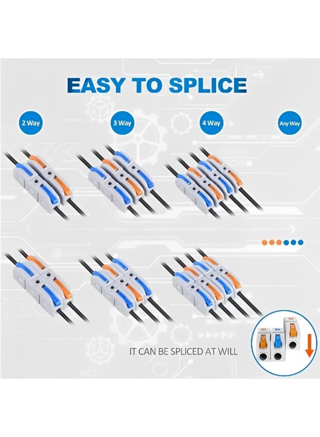 100PCS Lever Wire Connectors Quick Connect Terminal Block Kit Universal Compact Electrical Wire Connectors 28-12 AWG 3 Color Assorted with Storage Box - Image 4