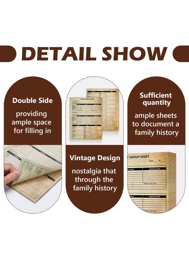 MSHUNKEJI 100 Sheets 12th Generation Family Group Sheets 3 Hole Genealogy Research Forms 8.5x11 inch Genealogy Charts To Fill In Two Sided Blank Genealogy Forms Vintage Genealogy Charts Family Tree WorkSheets - Image 3