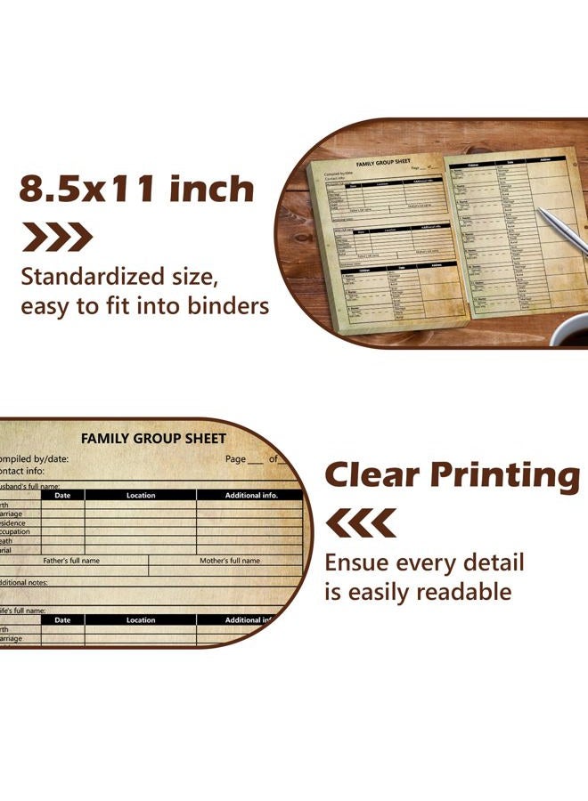 MSHUNKEJI 100 Sheets 12th Generation Family Group Sheets 3 Hole Genealogy Research Forms 8.5x11 inch Genealogy Charts To Fill In Two Sided Blank Genealogy Forms Vintage Genealogy Charts Family Tree WorkSheets - Image 4