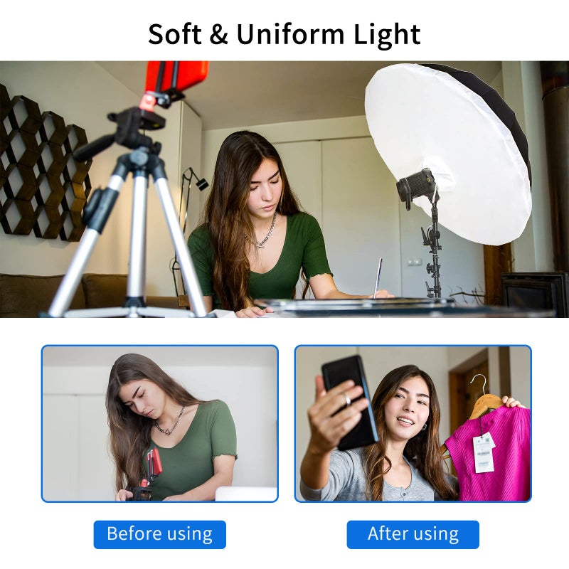 Selens 65 Inch Photography Umbrella Diffuser Soft Cloth for Compatible with 65" Photo Umbrella for Photo Studio Flash Speed Light - Image 5