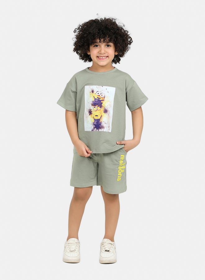 ريمينت طقم شورت برسومات كرتونية للاولاد مينت - Image 2