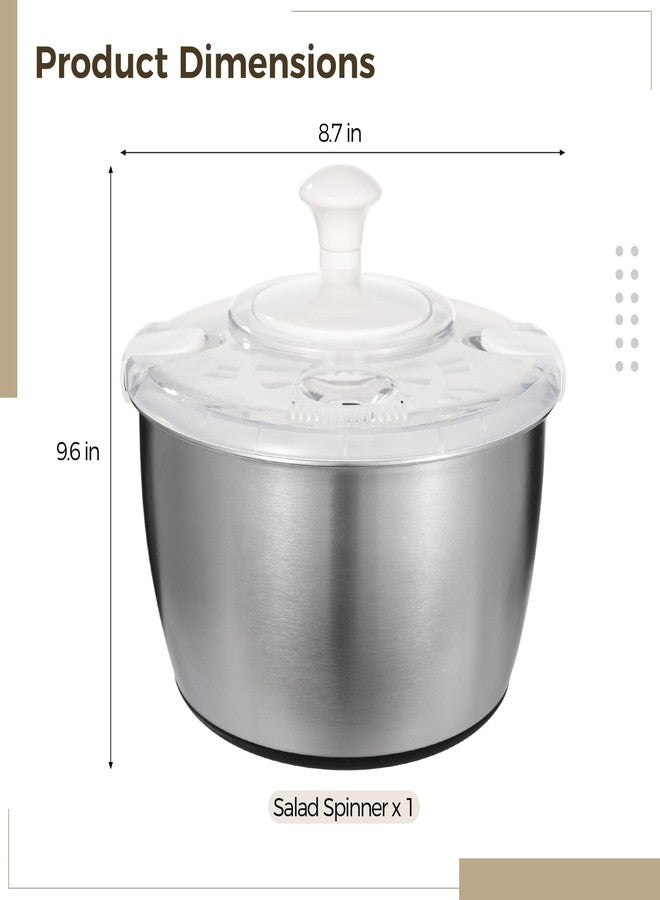 Homaisson Stainless Steel Salad Spinner 5 L, 360° Quick Spin Function, BPA-Free Lid, Anti-Slip Base, Removable Design for Fruits, Vegetables, Pasta, and More - Image 3