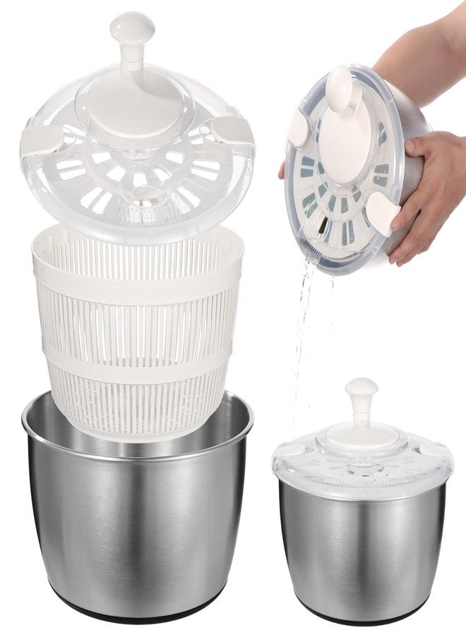 Homaisson Stainless Steel Salad Spinner 5 L, 360° Quick Spin Function, BPA-Free Lid, Anti-Slip Base, Removable Design for Fruits, Vegetables, Pasta, and More - Image 2