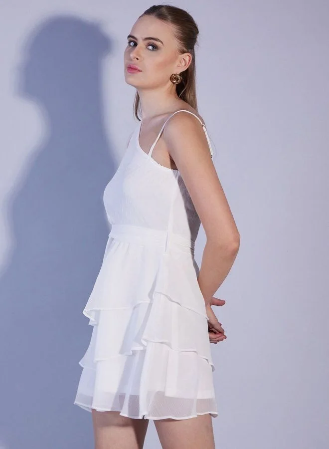 Freehand  Women Fit and Flared Solid One Shoulder Long Sleeve One Shoulder Dress for Women | Best Price UAE