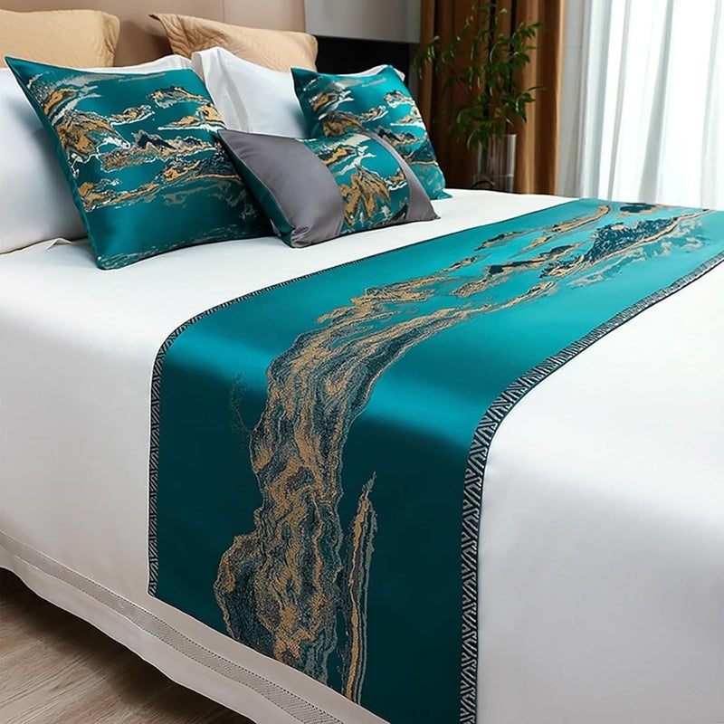Bed Runners, Silky Soft Bed Throws, Bed End Scarf Towel, for Hotel Home Bedrooms Protection,Green-2*Cases(30x50cm) - Image 3