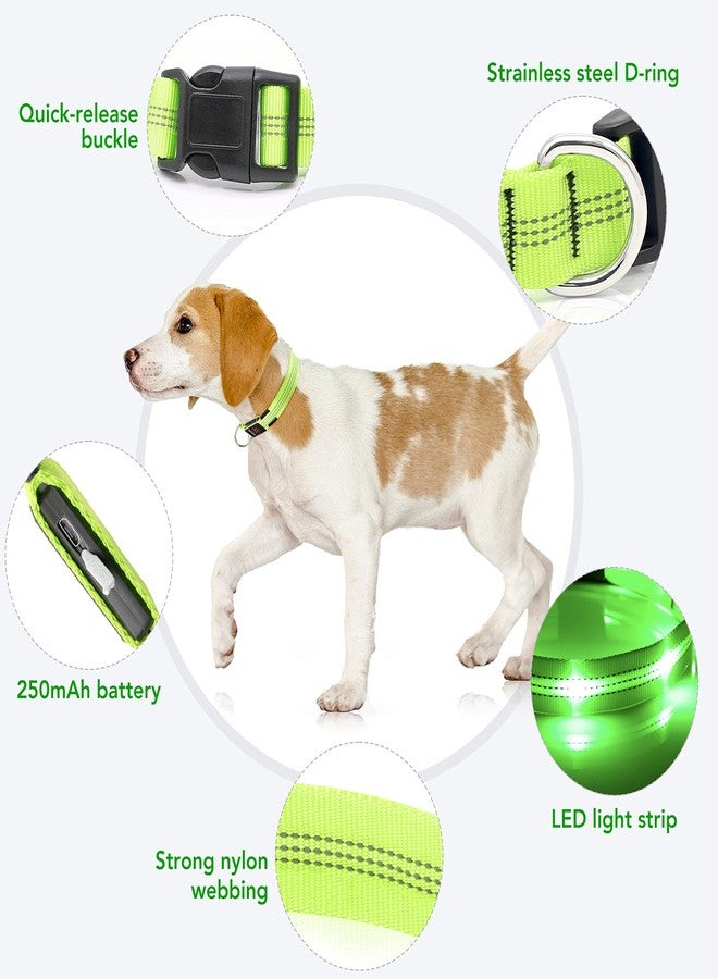 طوق ويسيبر المضيء للكلاب - طوق LED قابل لإعادة الشحن - أضواء عاكسة قابلة للتعديل للكلاب للمشي الليلي (أخضر، صغير) - Image 3