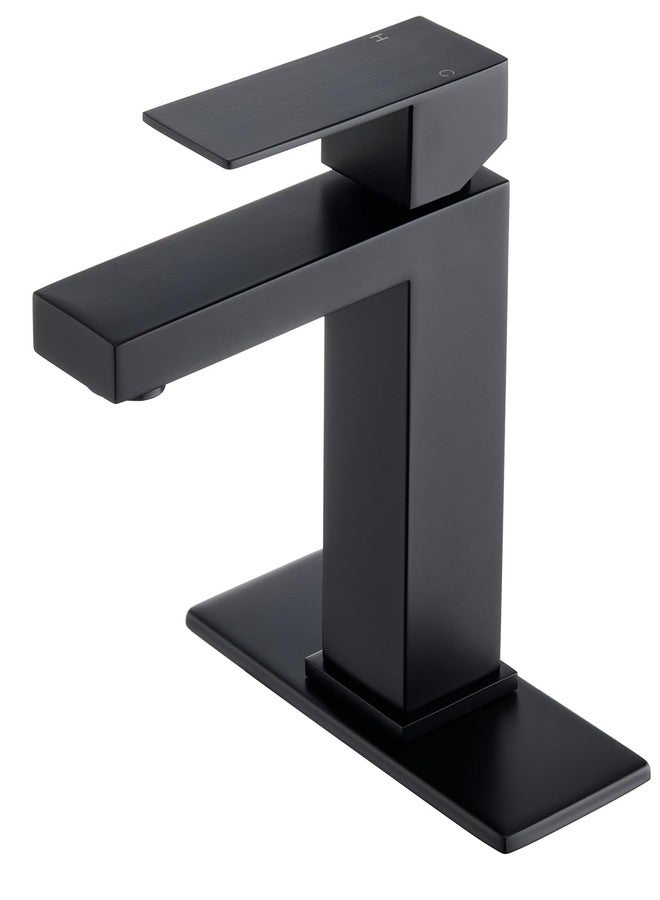 WINKEAR Black Bathroom Faucet, Stainless Steel Vanity Bathroom Sink Faucet with Pop Up Drain Stopper and Water Hoses, Easy to Install Bathroom Faucet 1 Hole for Bathroom Sink, Vanity, RV, Farmhouse - Image 1