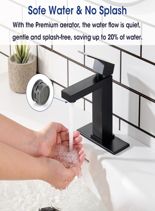 WINKEAR Black Bathroom Faucet, Stainless Steel Vanity Bathroom Sink Faucet with Pop Up Drain Stopper and Water Hoses, Easy to Install Bathroom Faucet 1 Hole for Bathroom Sink, Vanity, RV, Farmhouse - Image 3
