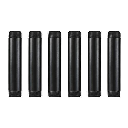 GeilSpace 1" × 6" Pre-Cut Black Metal Pipe, Industrial Steel Fits Standard One Inch Threaded Pipes and Fittings - Vintage DIY Industrial Shelving (1" × 6", Black) - Image 1
