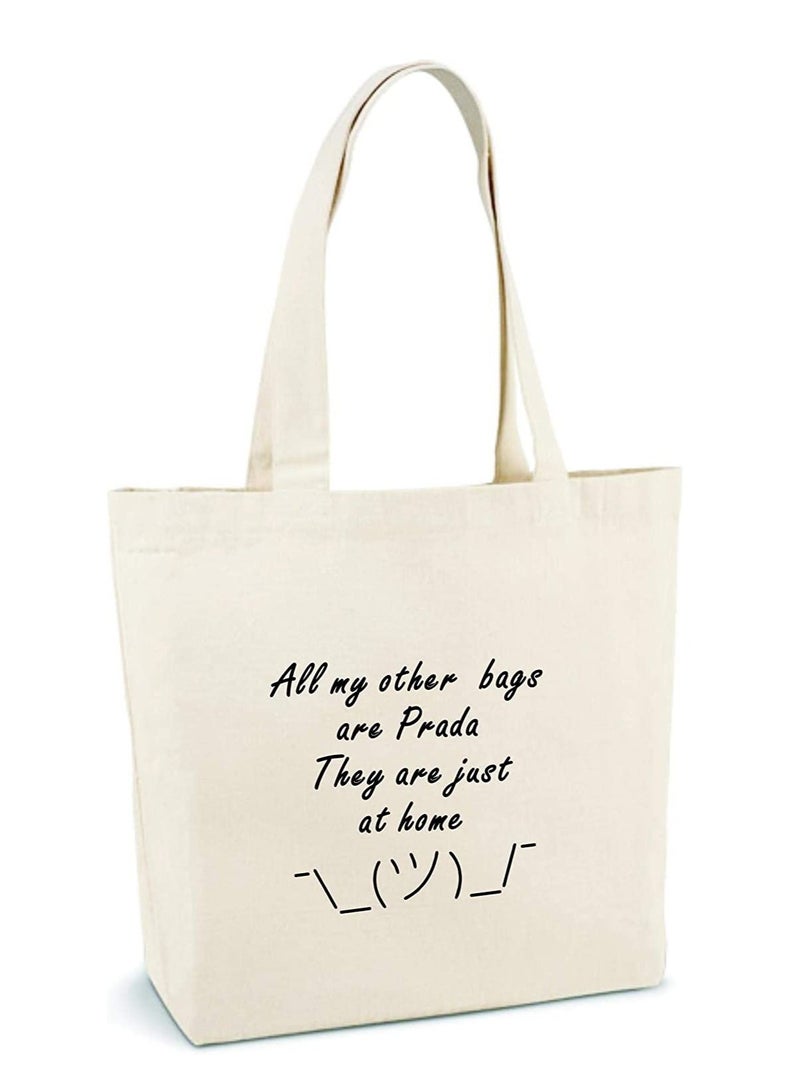 giftex 280G cotton canvas bag,"My other bags are Prada" printed, beach bag, shopping bag - Image 1