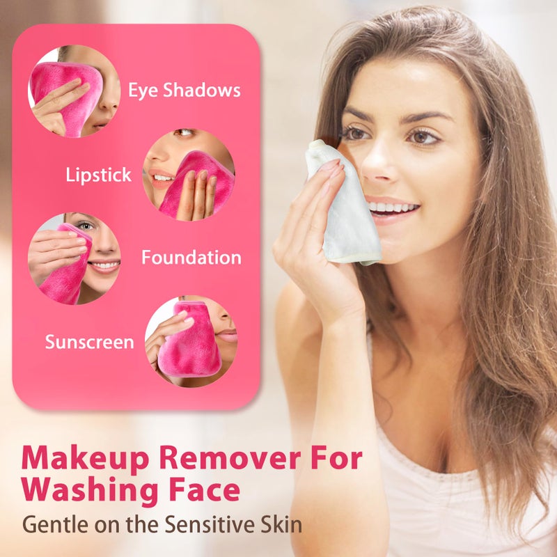 Natwag Makeup Remover Cloth, 6" x 6" Make Up Towels Reusable Face Cloth for Washing Face, Makeup Remover Pads Microfiber Face Washcloth with Mesh Bag, Just Water, 12 Pack - Image 2