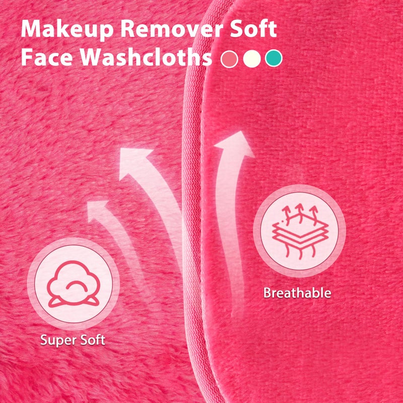 Natwag Makeup Remover Cloth, 6" x 6" Make Up Towels Reusable Face Cloth for Washing Face, Makeup Remover Pads Microfiber Face Washcloth with Mesh Bag, Just Water, 12 Pack - Image 3