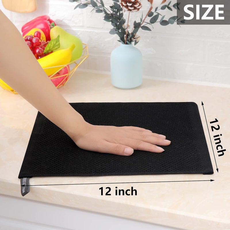 Homaxy 100% Cotton Waffle Weave Kitchen Dish Cloths, Ultra Soft Absorbent Quick Drying Dish Towels, 12 x 12 Inches, 8-Pack, Black - Image 5
