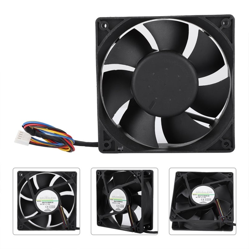 مروحة تبريد DC12V بقطر 12 سم بقوة 1.6 أمبير مع تحكم في درجة الحرارة بتقنية PWM - محمل كروي مزدوج لتبديد حراري هادئ لخوادم وحدة المعالجة المركزية (CPU) - Image 5