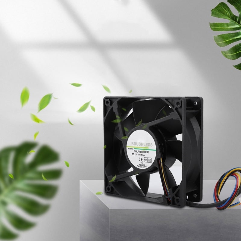 مروحة تبريد DC12V بقطر 12 سم بقوة 1.6 أمبير مع تحكم في درجة الحرارة بتقنية PWM - محمل كروي مزدوج لتبديد حراري هادئ لخوادم وحدة المعالجة المركزية (CPU) - Image 3
