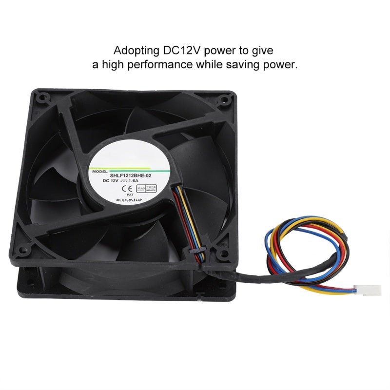 مروحة تبريد DC12V بقطر 12 سم بقوة 1.6 أمبير مع تحكم في درجة الحرارة بتقنية PWM - محمل كروي مزدوج لتبديد حراري هادئ لخوادم وحدة المعالجة المركزية (CPU) - Image 1