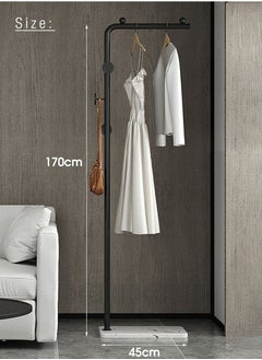 MOMOSO Upgraded Style Thickening Fashionable Black Color Metal L-Shape Coat Rack Freestanding With Heavy Stable Marble Base Sturdy Coat Rack Stand With 3 Hooks For Clothes Bags Hats Stand For Entryway Bedroom Office Narrow Place Home Hotel H170xL45xW25cm  - Image 5