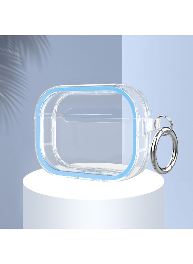 Case Cover Two-color Photo Frame PC+TPU Anti-fall Wireless Earphone Case with Hook For AirPods Pro Sky Blue