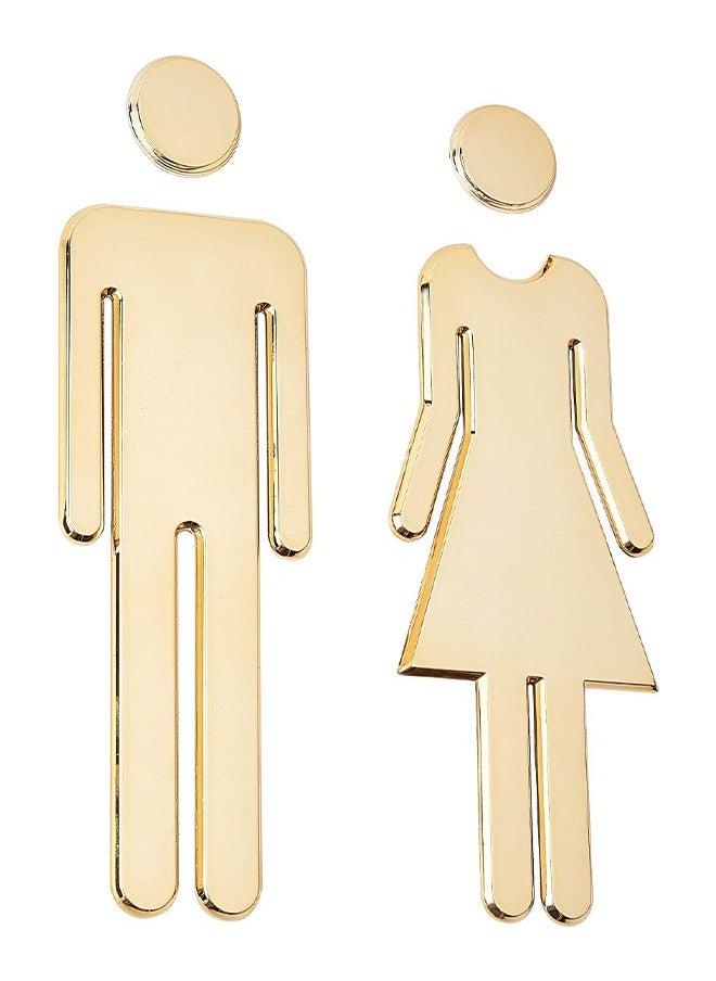 HY Toilet Signs Self Adhesive for Ladies and Gentlemen, Washroom Door Signs for Home Hotel Office Store Parking Restaurant, Gold  - Image 1