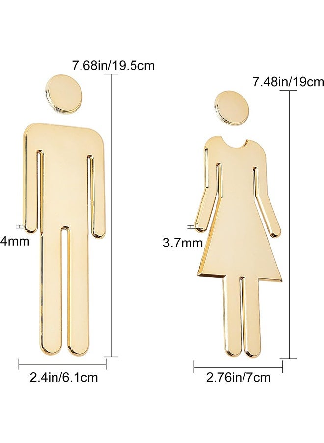 HY Toilet Signs Self Adhesive for Ladies and Gentlemen, Washroom Door Signs for Home Hotel Office Store Parking Restaurant, Gold  - Image 2
