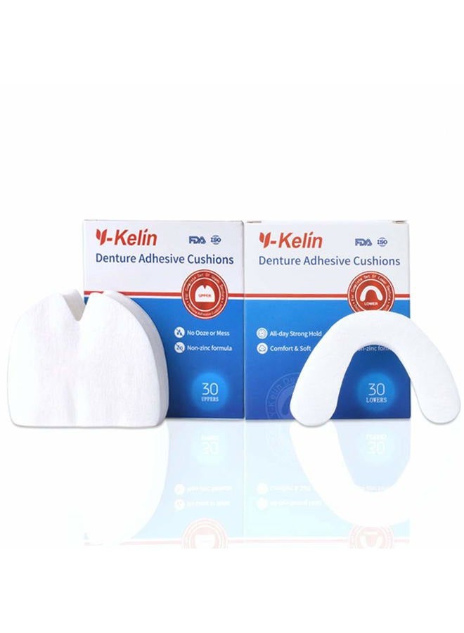 Y-Kelin لاصق طقم الأسنان (علوي) 30 وسادة + (سفلي) 30 وسادة - Image 1