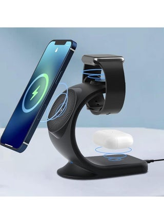 3 in 1 Magnetic Wireless Charger, with USB-C Adapter, Charging Station Compatible with MagSafe Stand for Apple iPhone 14 13 12 Plus Pro Max, iWatch 1-8 (Black) - pzsku/Z2B51104C104F6B353FEDZ/45/_/1722415612/d2638caf-4a32-4f00-8308-ab12d7a373b0
