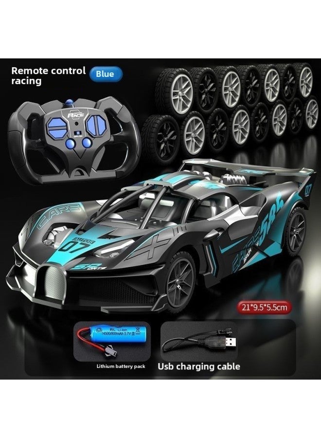 Remote Control Racing Car Charging Version Wireless Racing Drifting Shock Absorption Electric 3 Years Old 4 Children Boy Toy Car-Color:Reinforced Signal 51m - Large Remote Control Jamatti 【blue】-Scale:Entry Version 【a Set Of Batteries - About 41 Minutes】