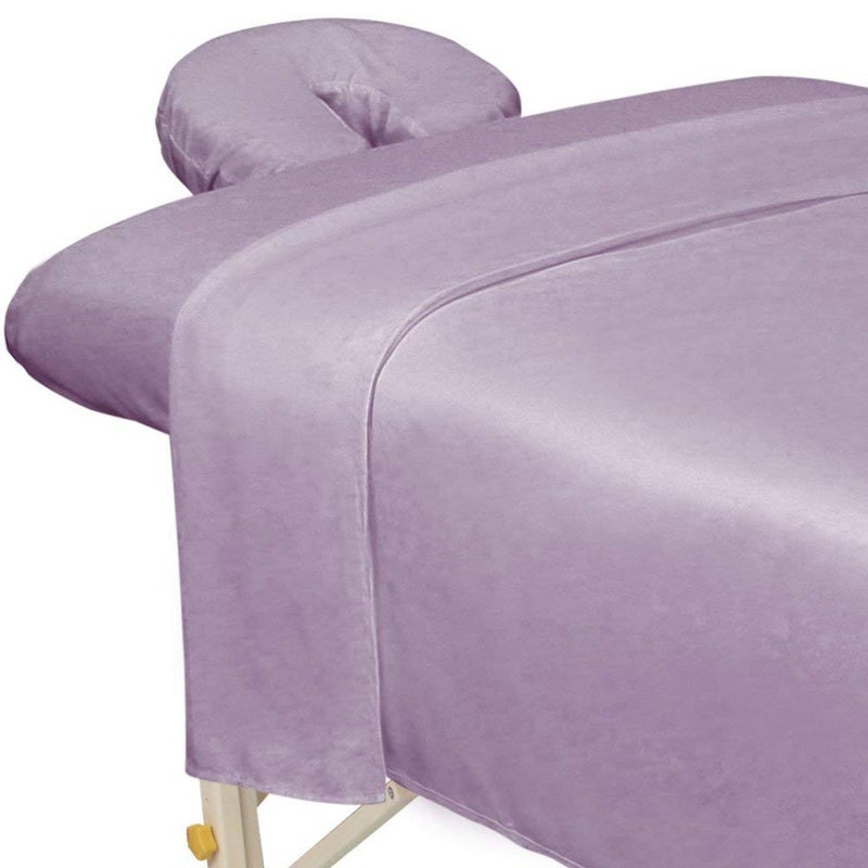 ForPro Professional Collection Premium Microfiber 3Piece Massage Sheet Set Lavender UltraLight Stain and WrinkleResistant Includes Massage Flat and Fitted Sheet and Massage Face Rest Cover