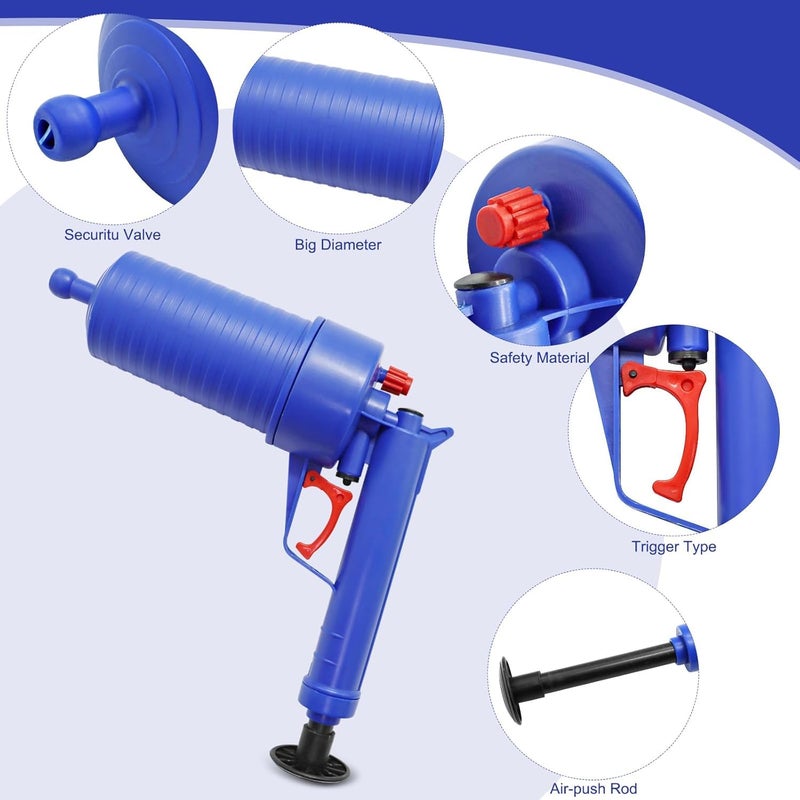 Kresal Kresal Drain Unblocker Plunger, Plunger Sink unblocker, High Air Pressure Drain Pump Pipe Dredge Tool, Kitchen Sink Sewer Dredge Cleaning Tools, Sink Unblocker with 4 Suckers for Kitchen Sink Bath  - Image 2