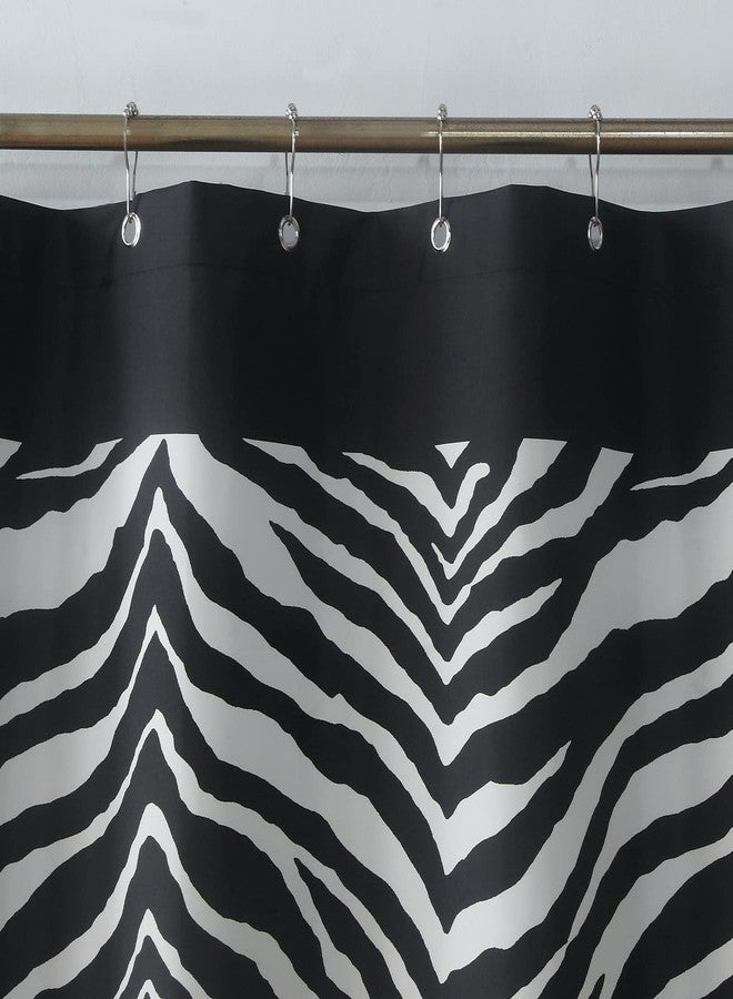 MVSUTA Zebra Black Printed Modern Waterproof Polyester Farmhouse Fabric Shower Curtain,Elegant White Classic Bathroom Curtains,72" W x 72" L - Image 5