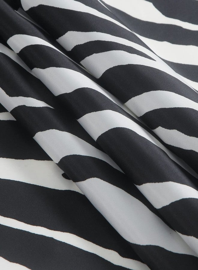 MVSUTA Zebra Black Printed Modern Waterproof Polyester Farmhouse Fabric Shower Curtain,Elegant White Classic Bathroom Curtains,72" W x 72" L - Image 3