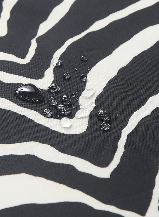 MVSUTA Zebra Black Printed Modern Waterproof Polyester Farmhouse Fabric Shower Curtain,Elegant White Classic Bathroom Curtains,72" W x 72" L - Image 2