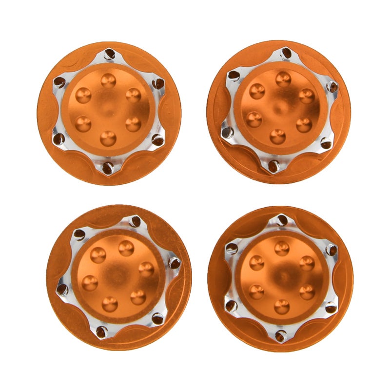 4Pcs 17mm Aluminium Alloy Dust Proof Hub Nut Wheel Accessory for 1/8 RC Car Model(orange ) - Image 1
