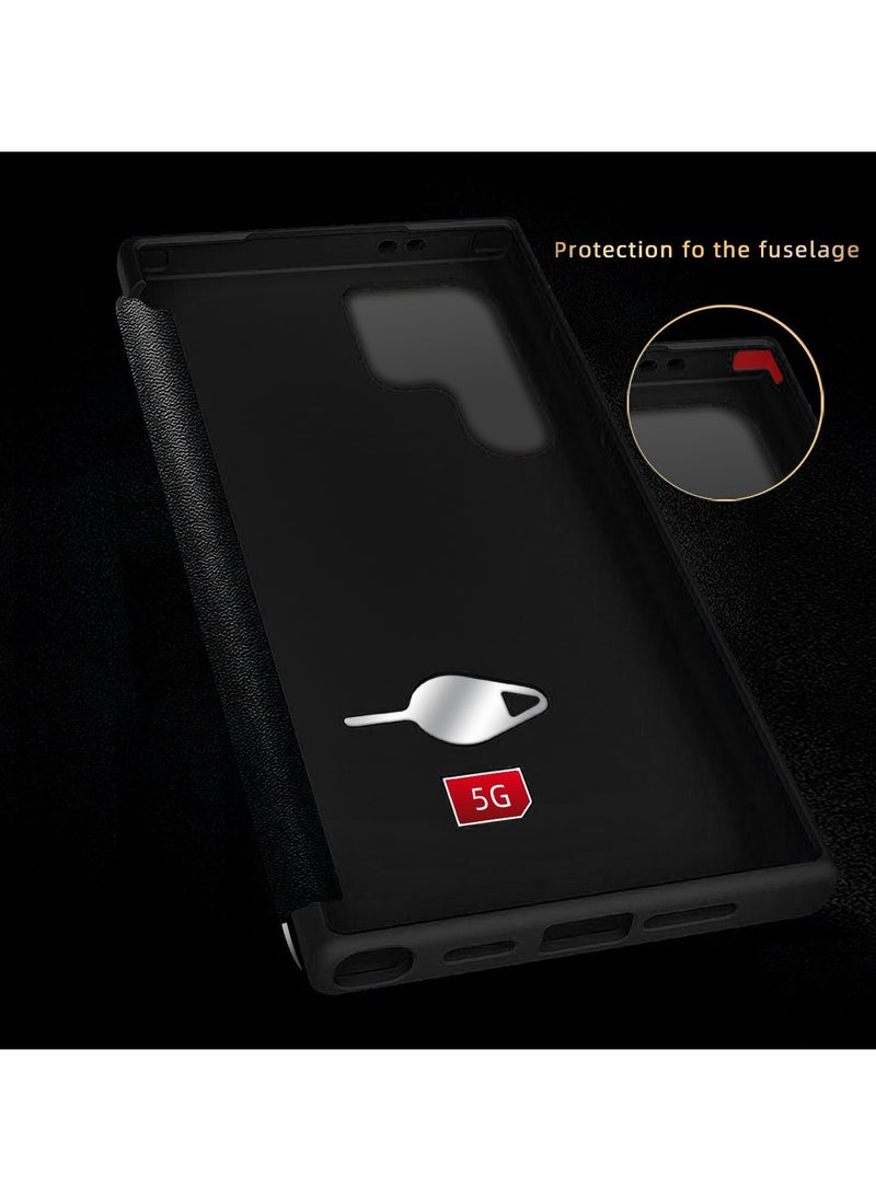 Smartphone Flip Cases Compatible with Samsung Galaxy S24 Ultra Case Translucent View Window,Magnetic Slim Flip Case Drop Protection Shockproof Protective Cover Compatible with Samsung Galaxy S24 Ultra