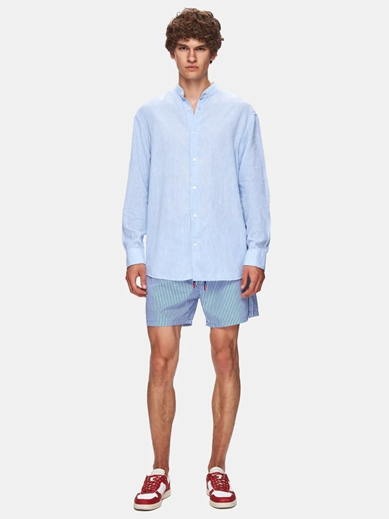 Men's Regular Long Sleeve Blue Shirt